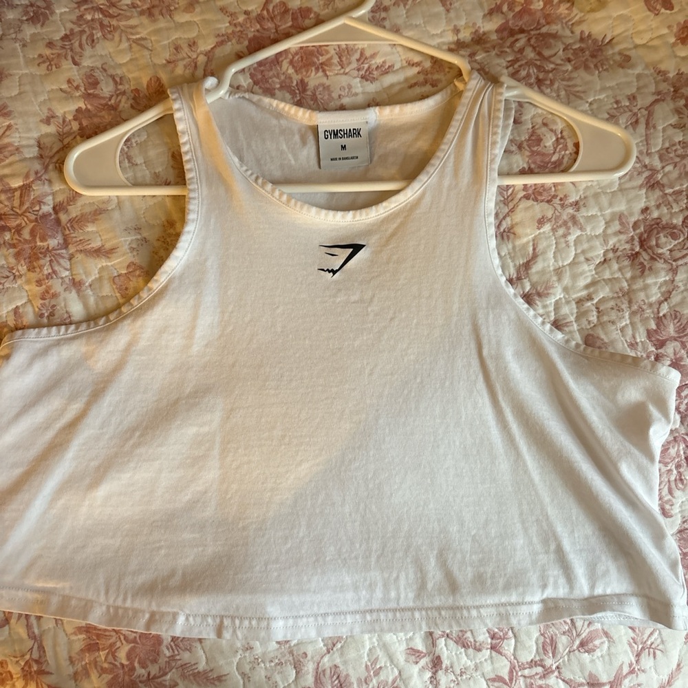 Gymshark White Sleeveless Crop Tank Top